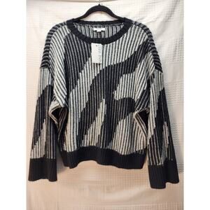 Nine West Sweater Sz Petite XL Womens All Over Print Knit Long Sleeve Bell
